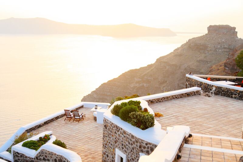 Ocean terrace at Grecian resort